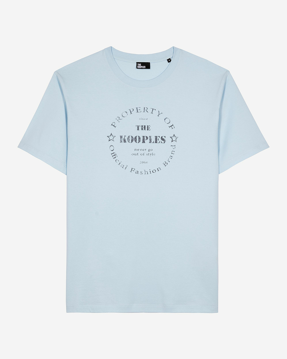 T-shirt with light blue screen printing