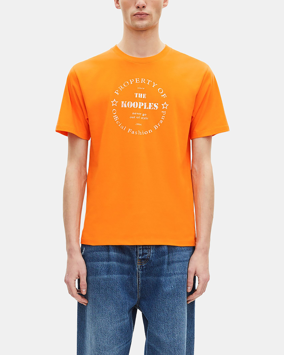 T-shirt with orange screen printing