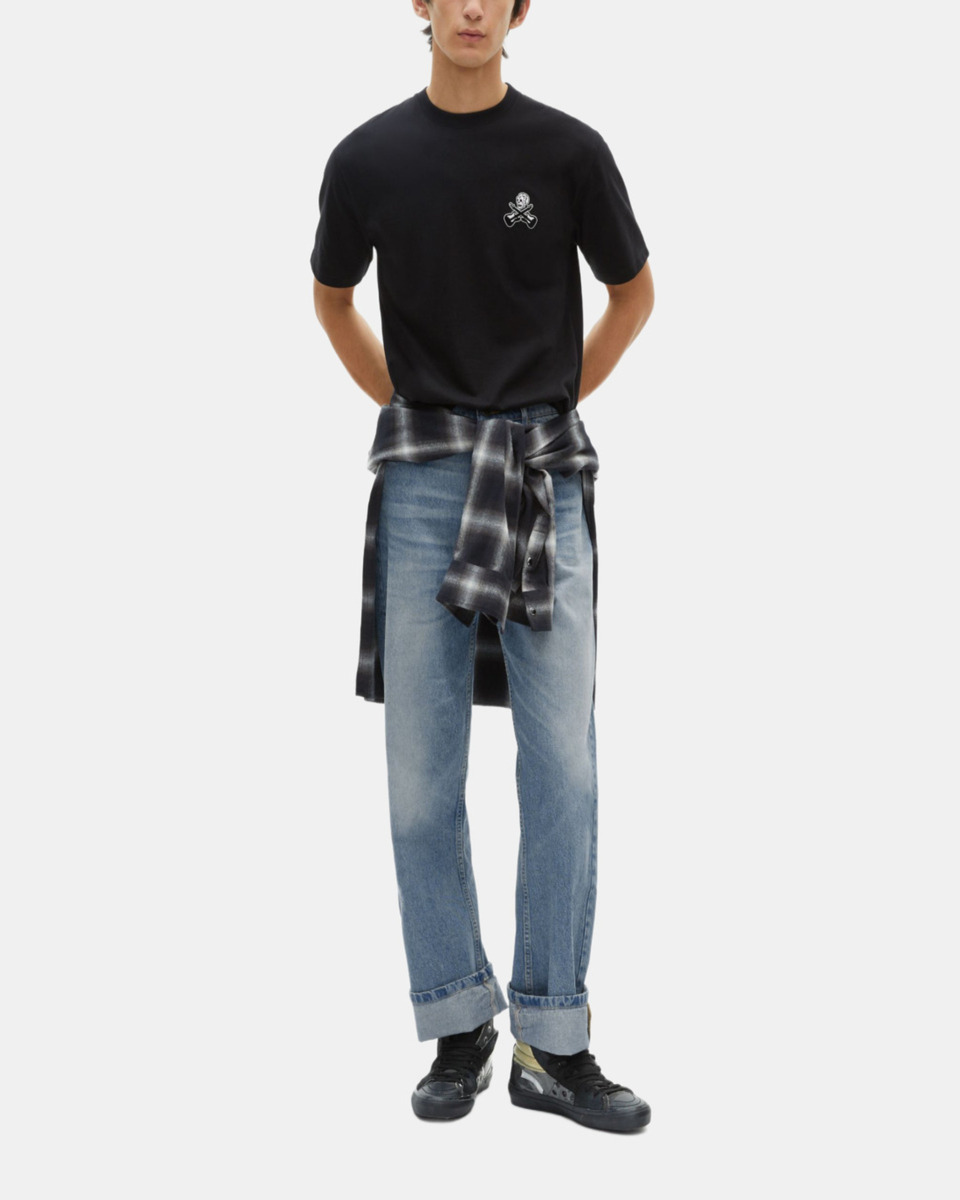 T-shirt with black flocking