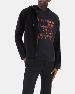 T-shirt with black knit effect screen printing