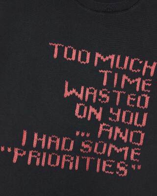 T-shirt with black knit effect screen printing