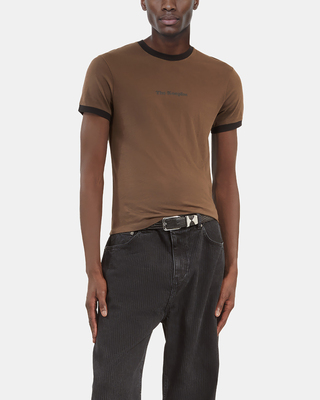 T-shirt with brown screen printing