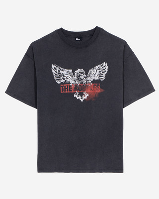 Black screen-printed T-shirt