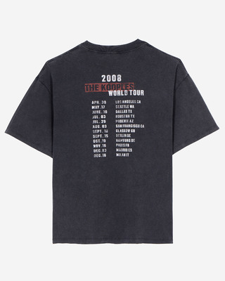 Black screen-printed T-shirt