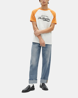 T-shirt with ecru logo screen print