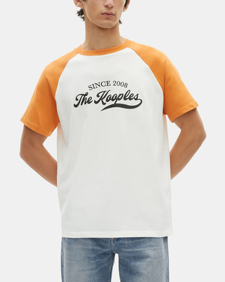 T-shirt with ecru logo screen print