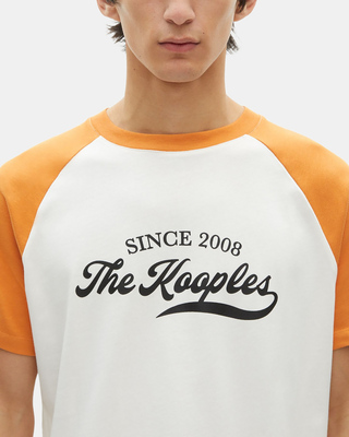 T-shirt with ecru logo screen print