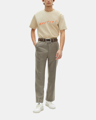 What is beige T-shirt