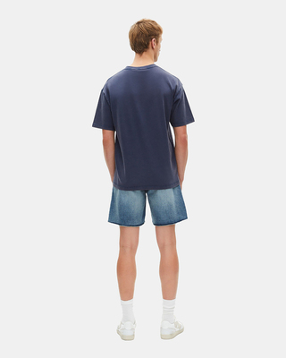 T-shirt with navy screen print