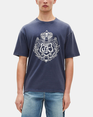 T-shirt with navy screen print