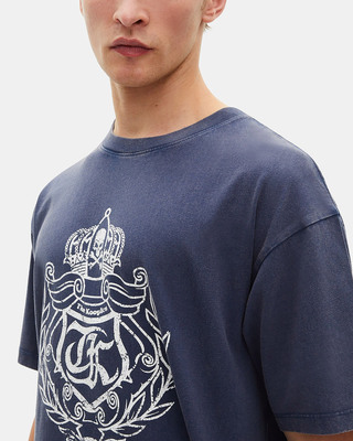 T-shirt with navy screen print