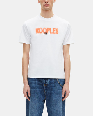 T-shirt with white tag screen printing