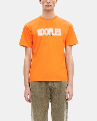 T-shirt with orange logo screen print