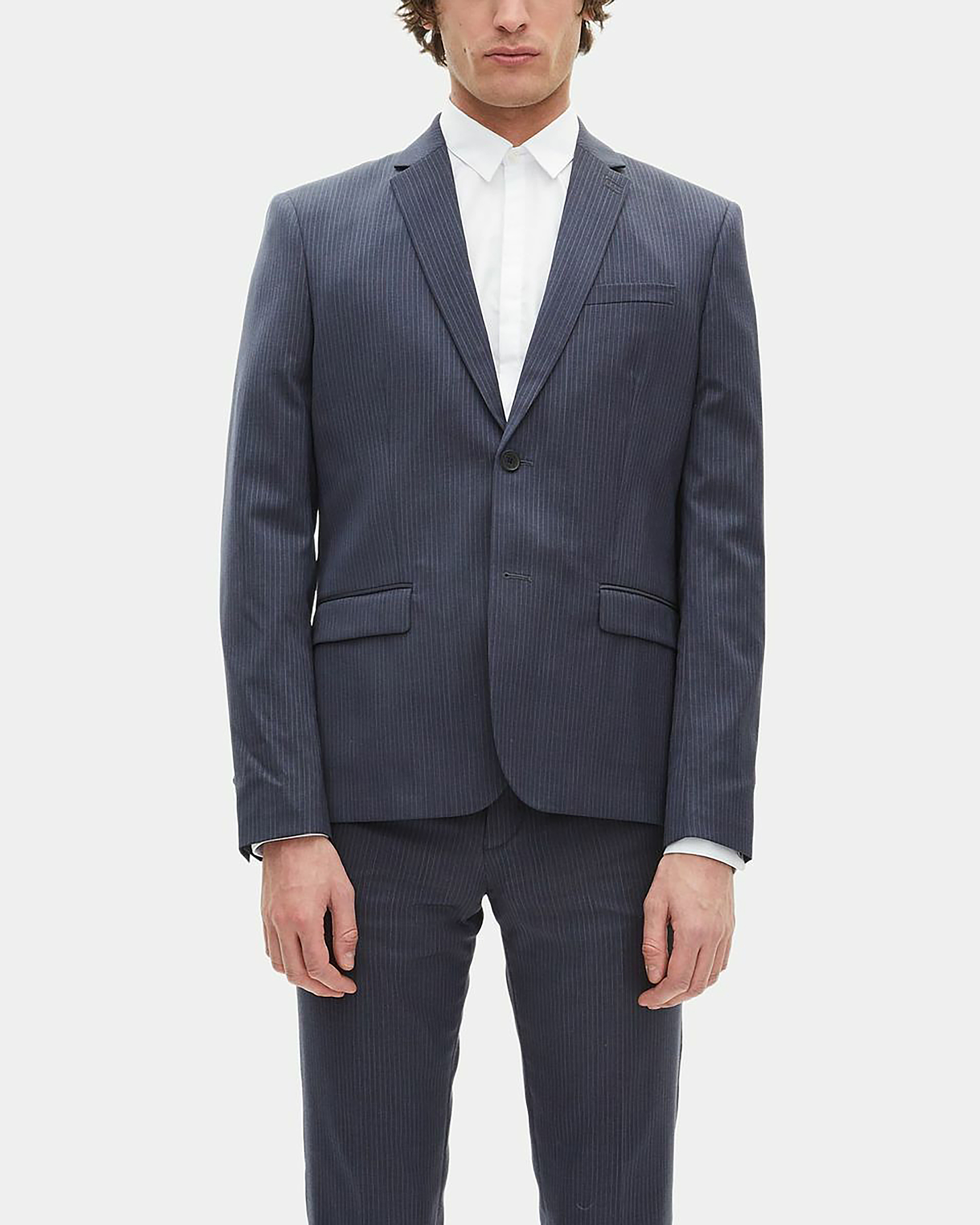 Blue striped wool suit jacket