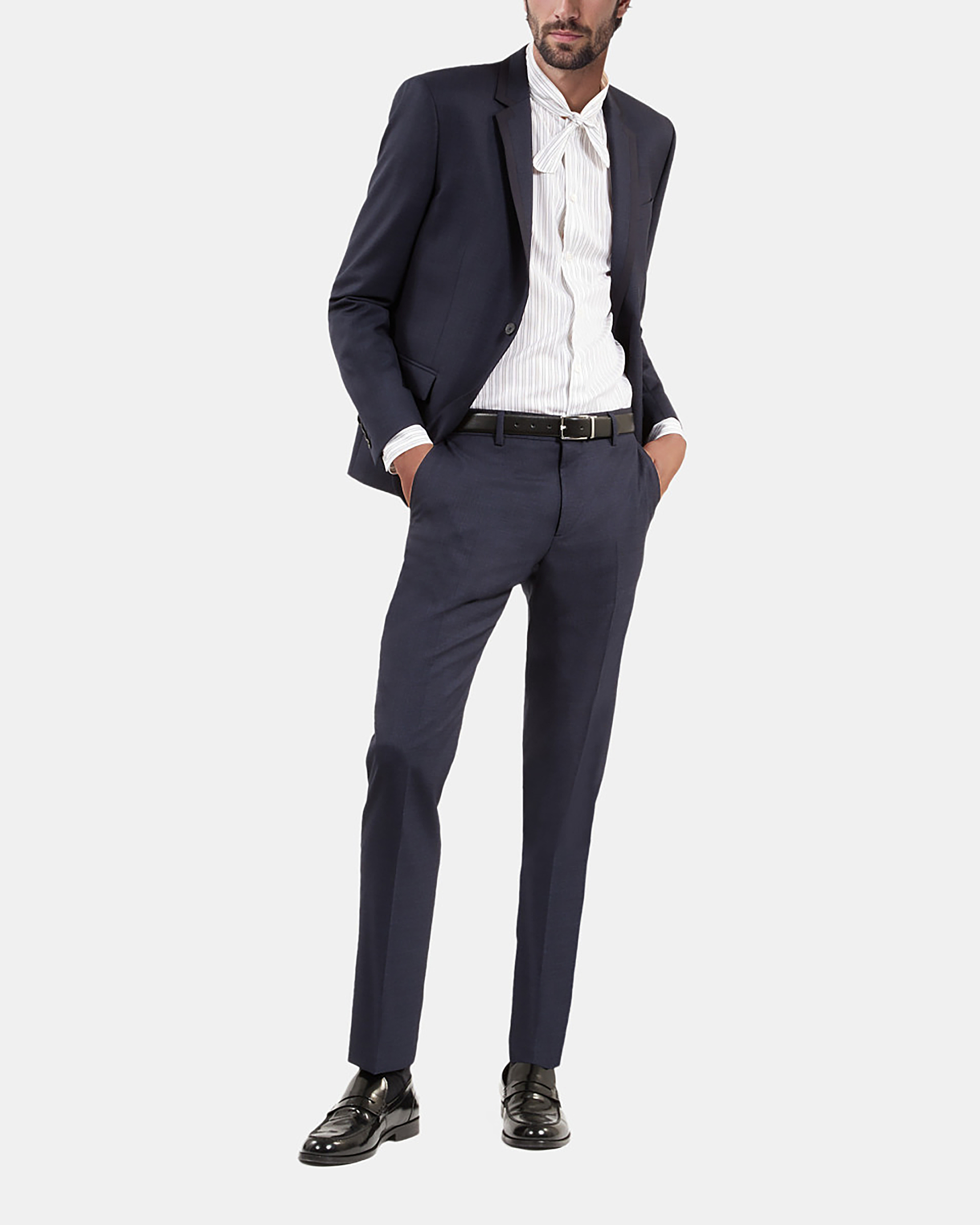 Blue houndstooth wool suit jacket
