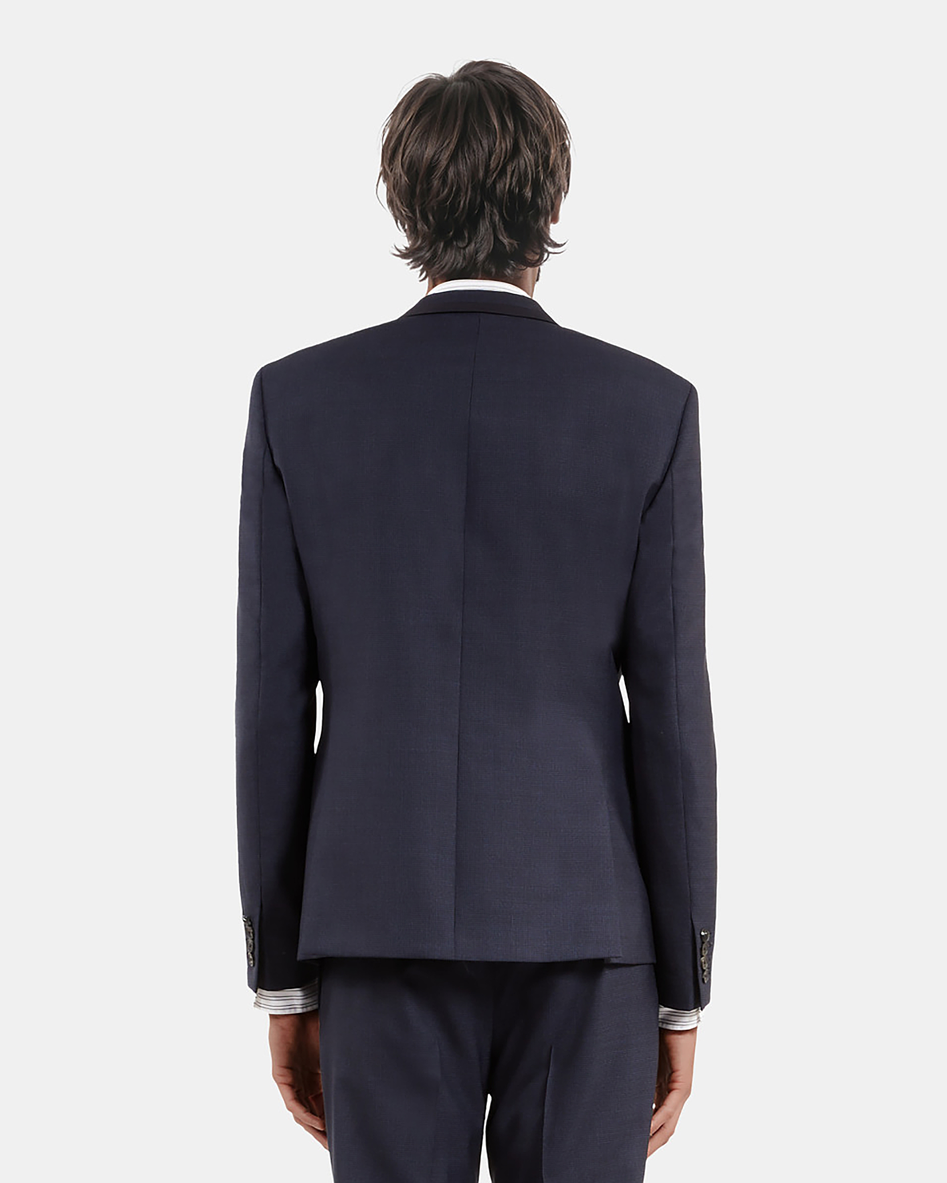 Blue houndstooth wool suit jacket