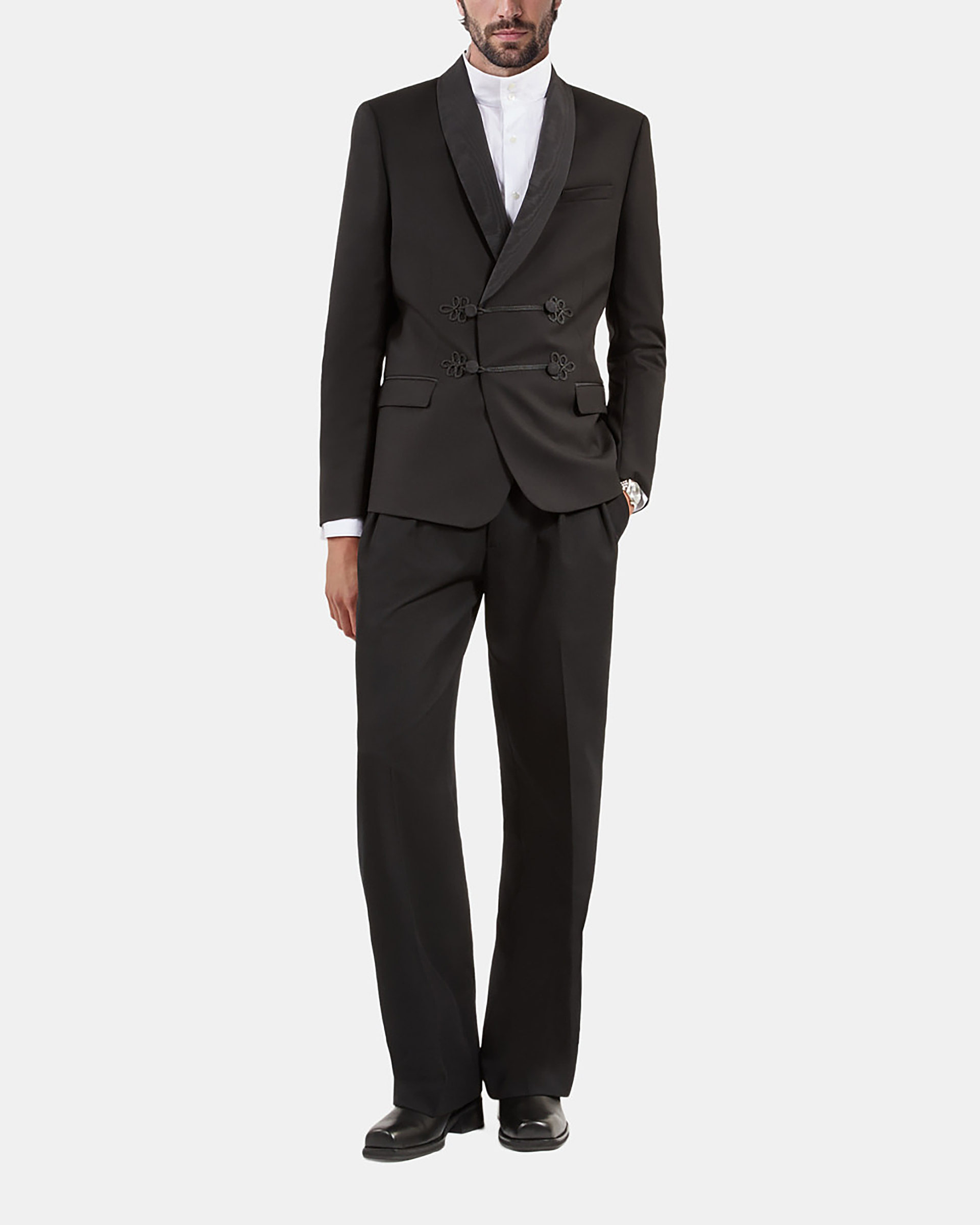 Black wool tuxedo jacket