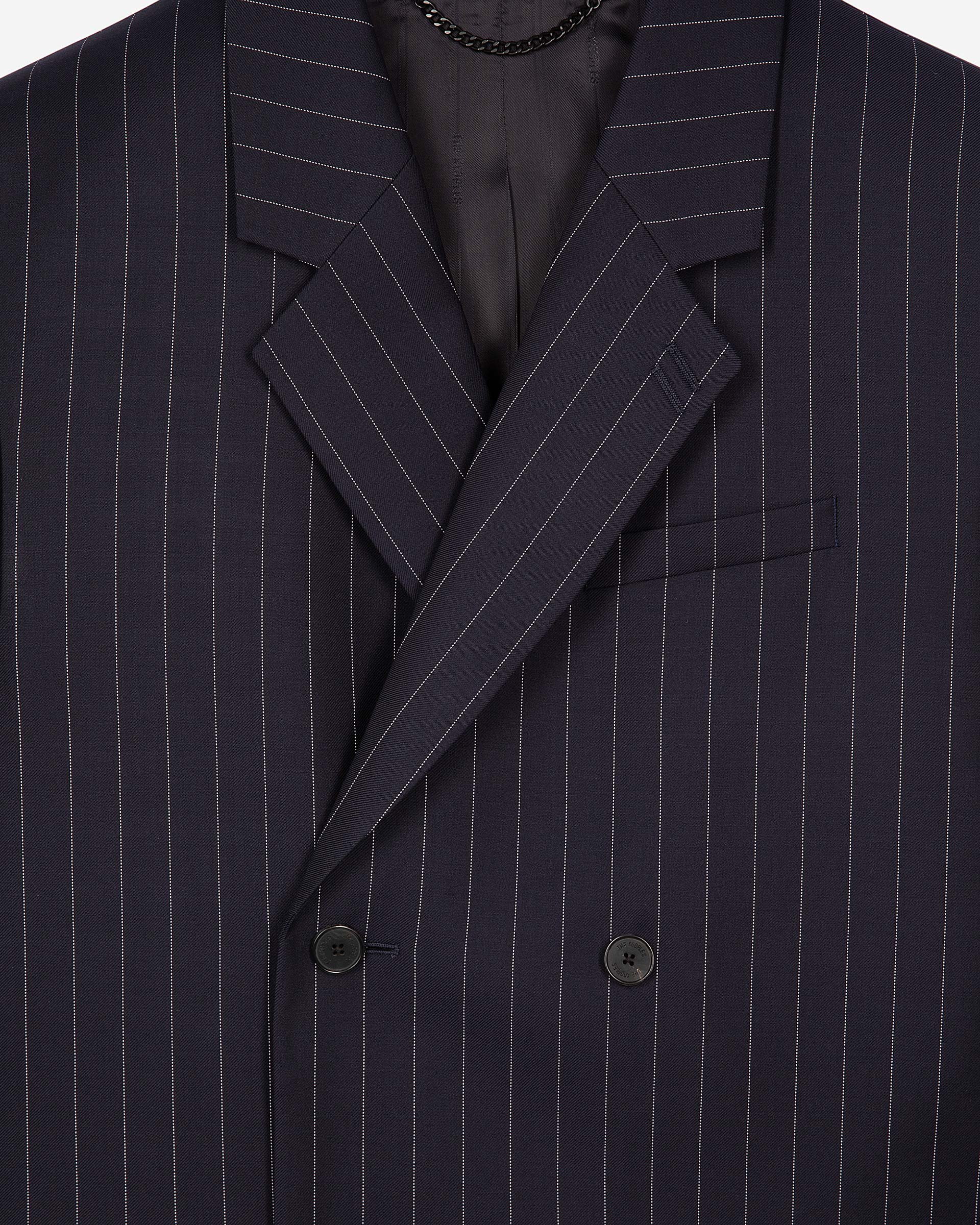 Blue striped wool suit jacket