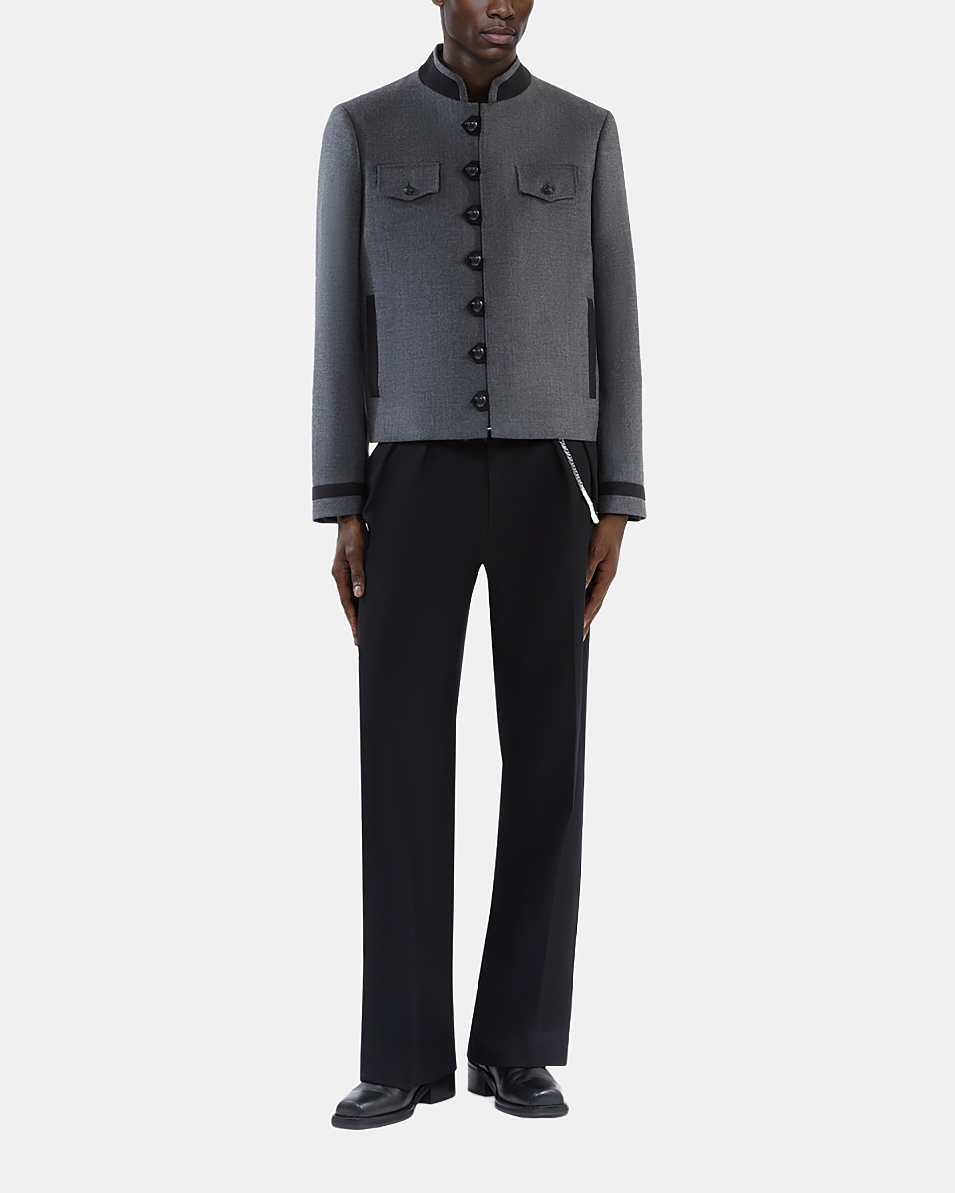 Officer-style jacket in grey wool