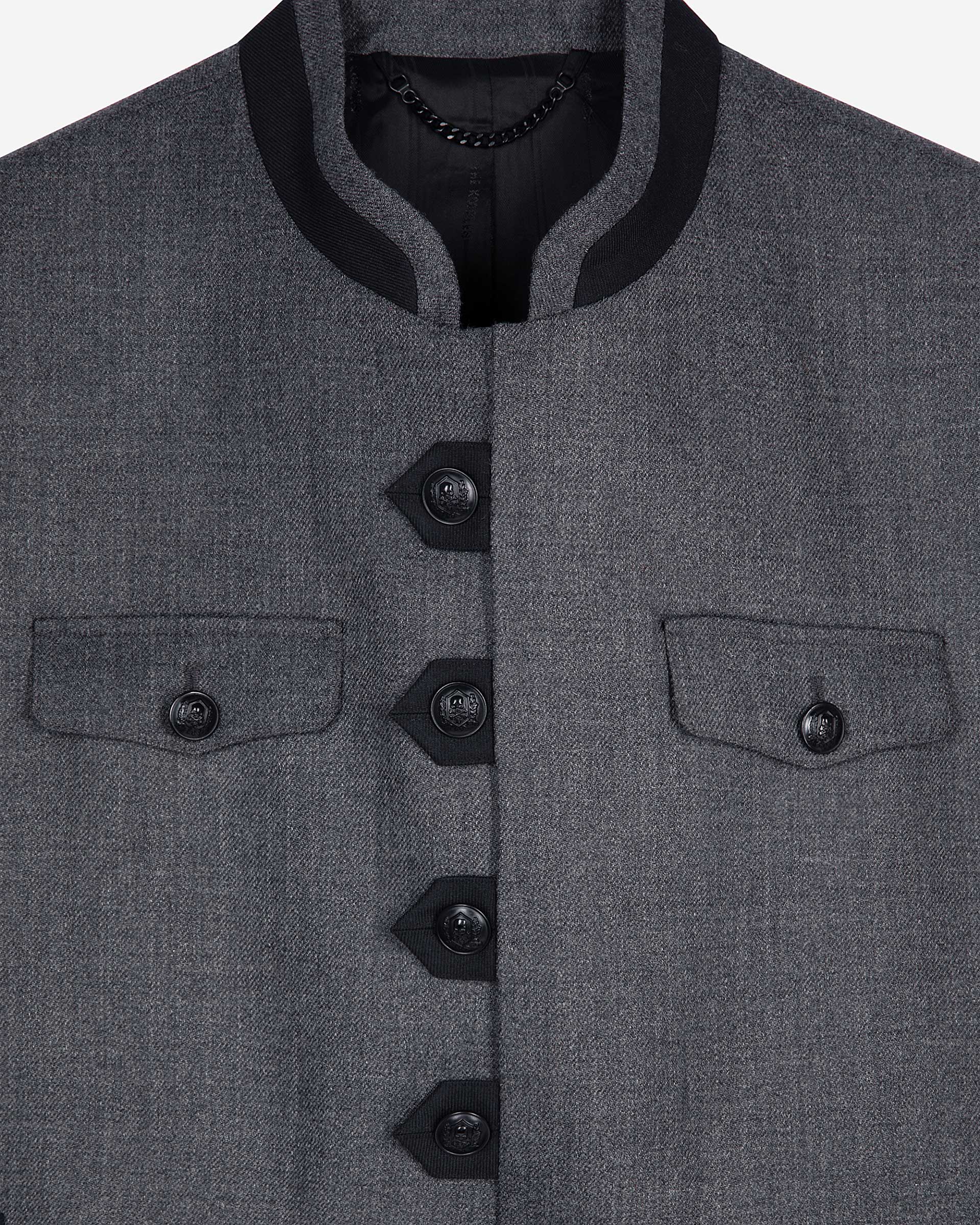 Officer-style jacket in grey wool