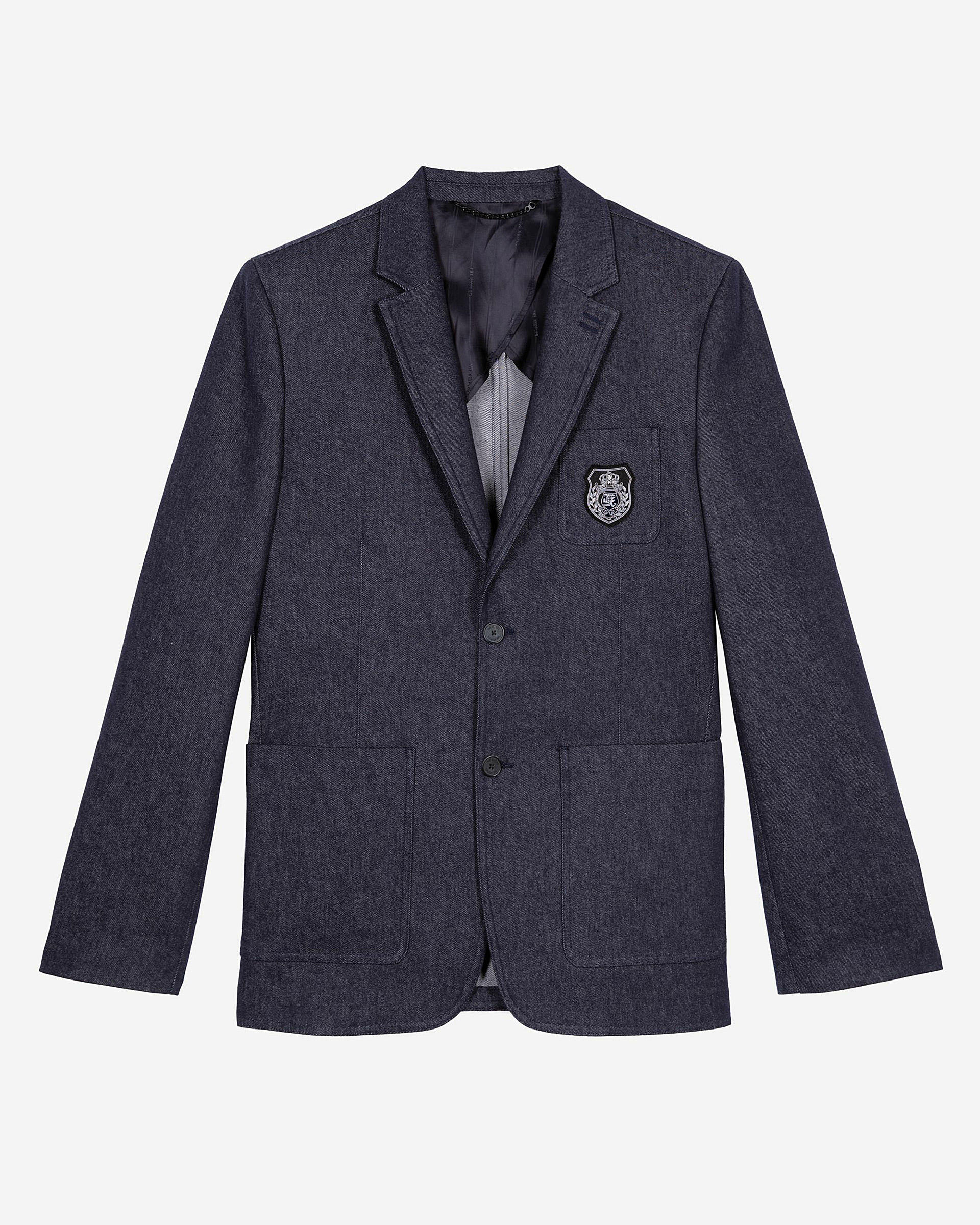Blue denim-effect suit jacket