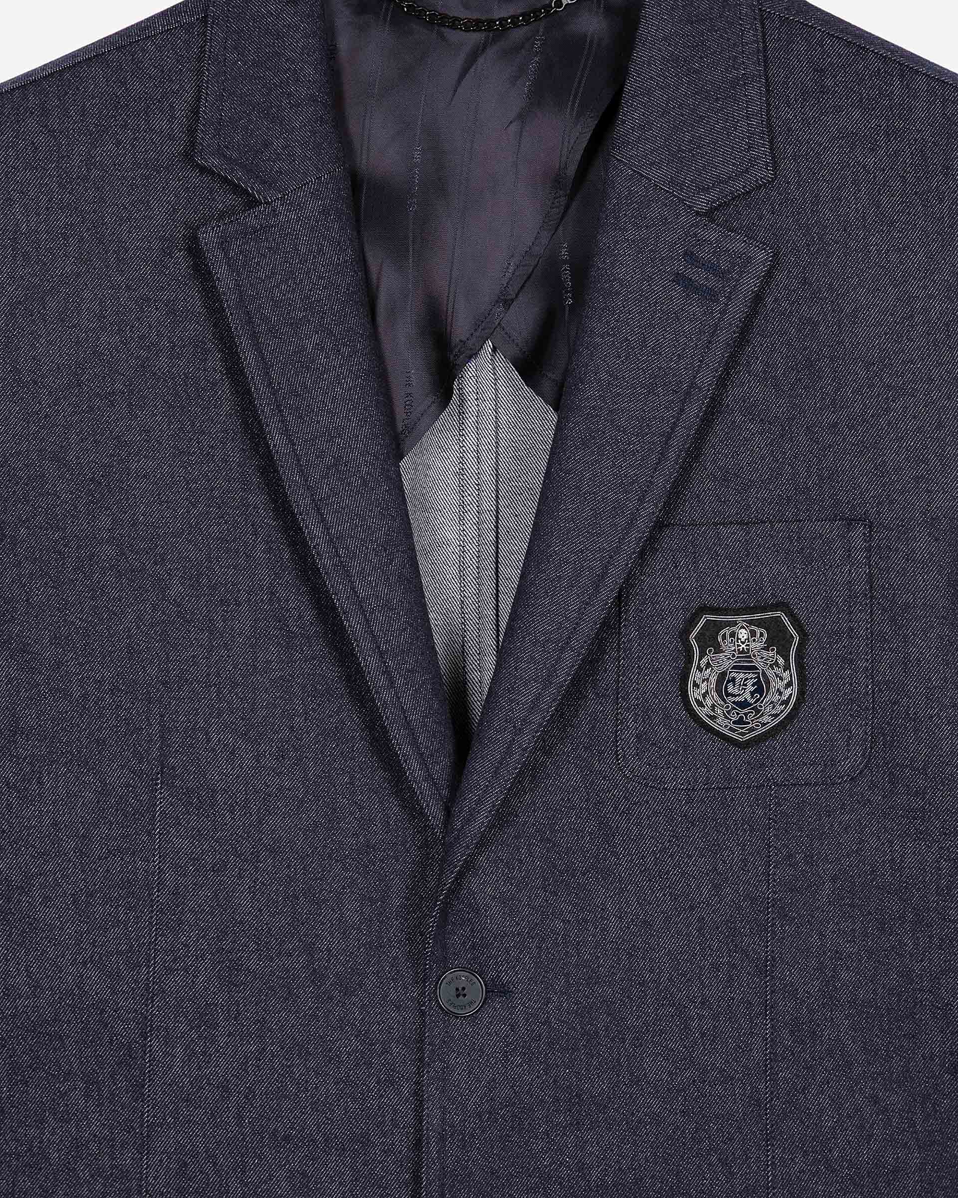 Blue denim-effect suit jacket