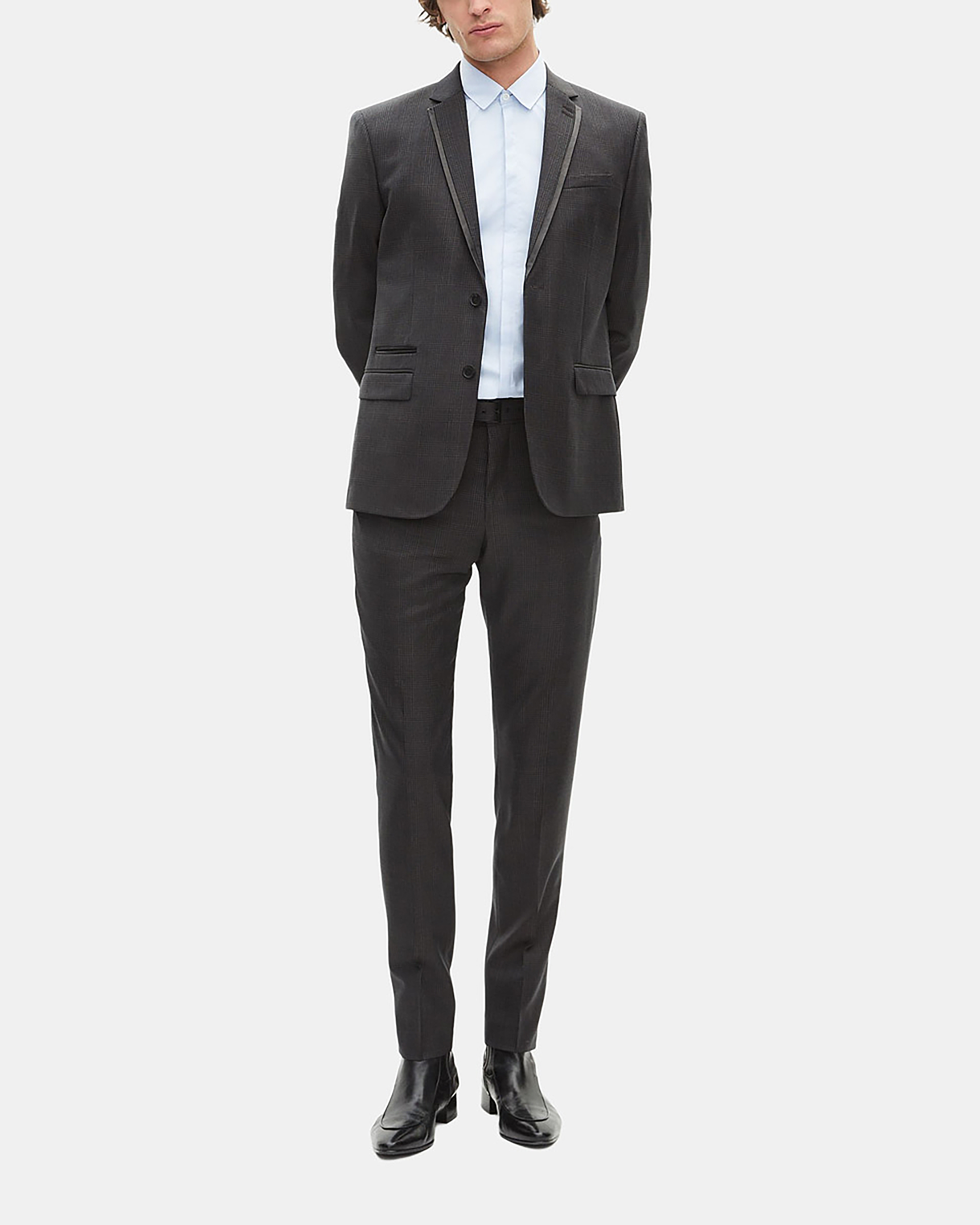 Prince of Wales grey wool suit jacket