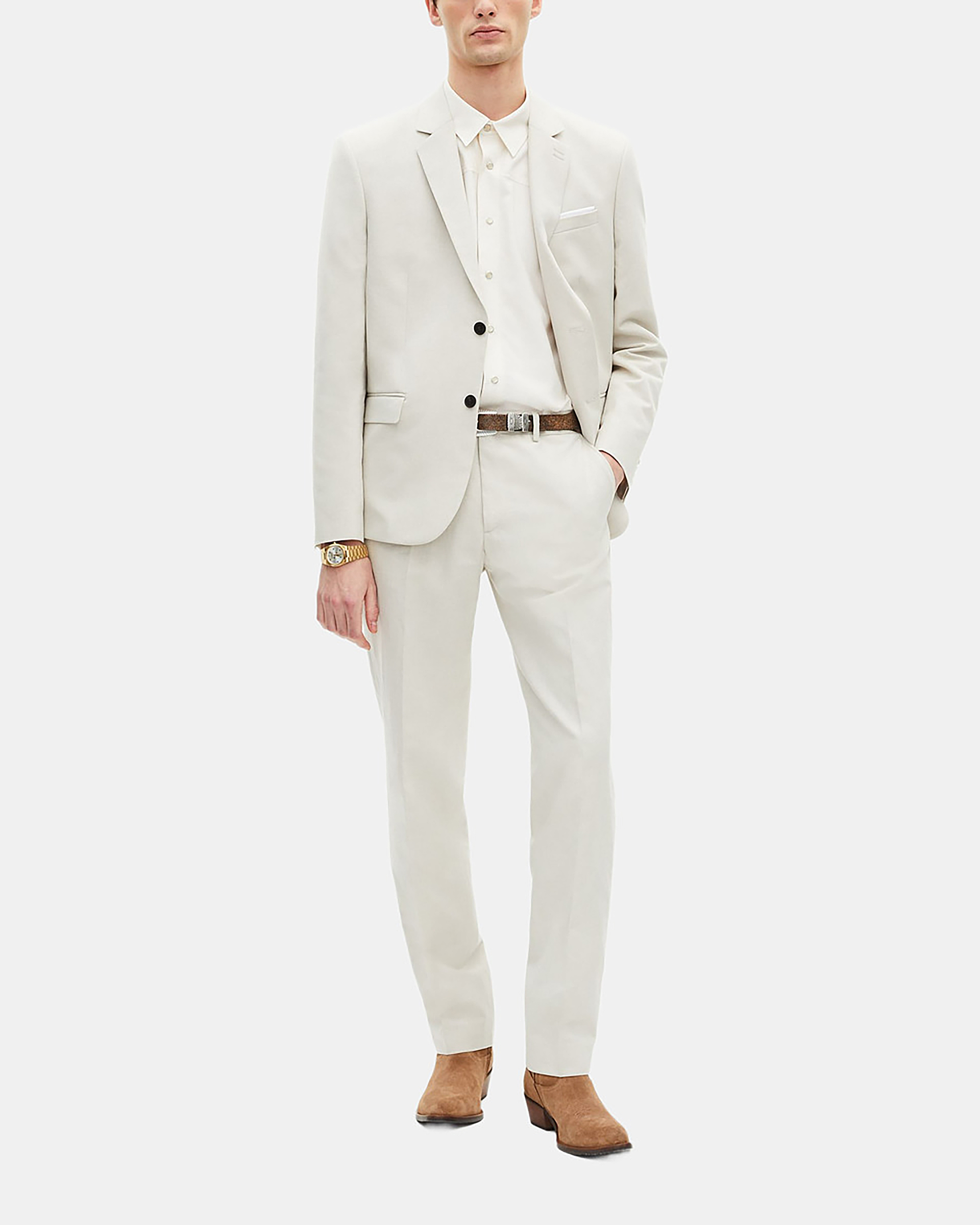 Ecru cotton & linen suit jacket