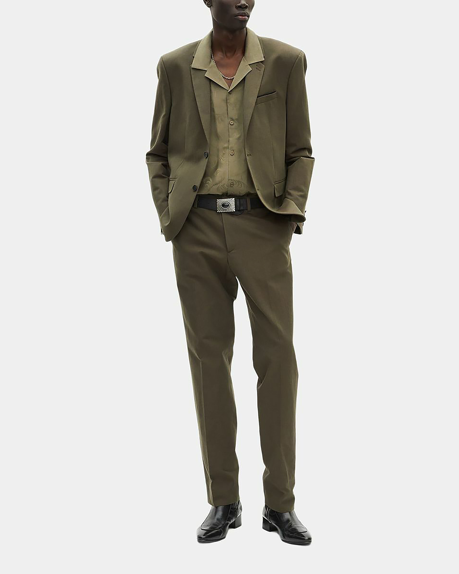 Khaki cotton & linen suit jacket