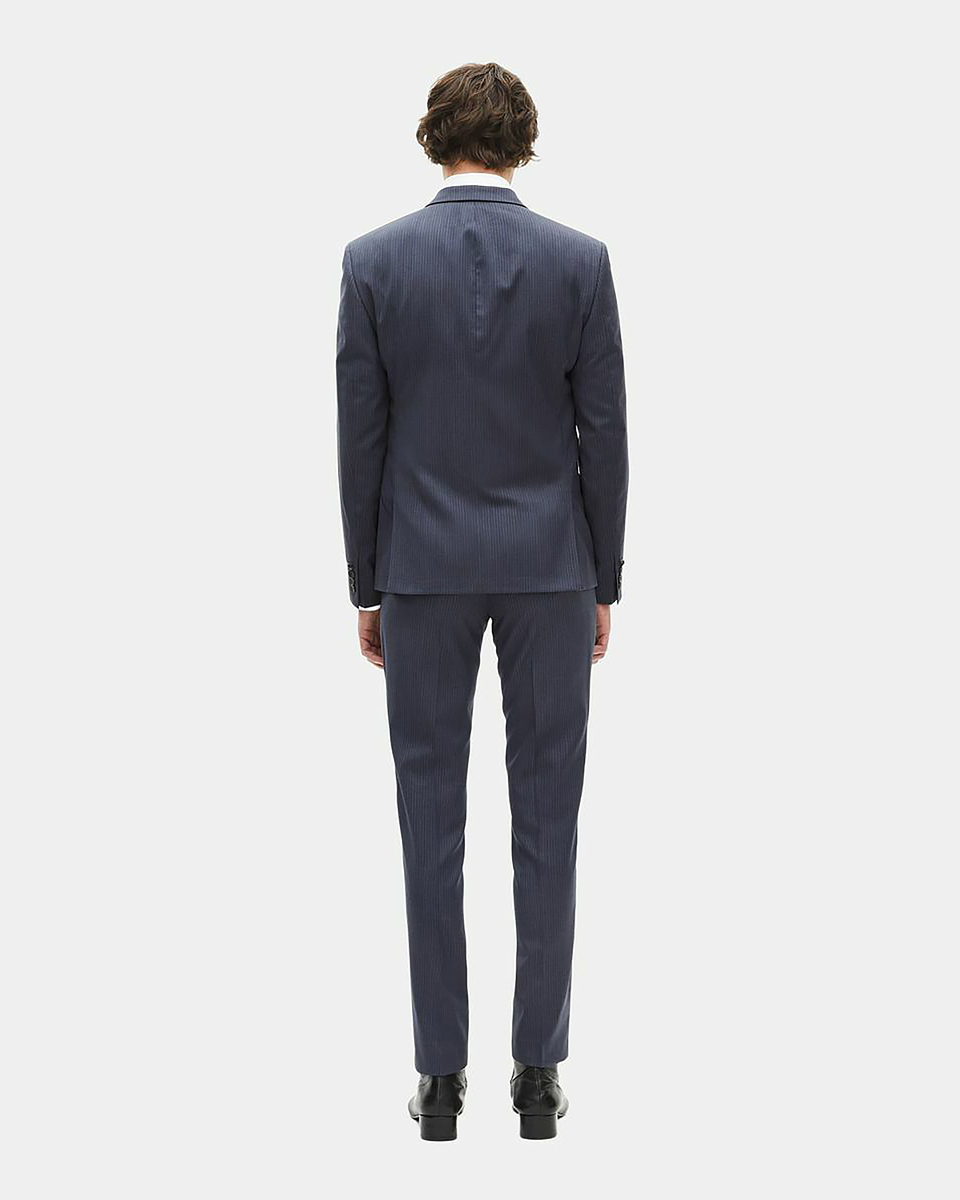 Blue striped wool suit jacket
