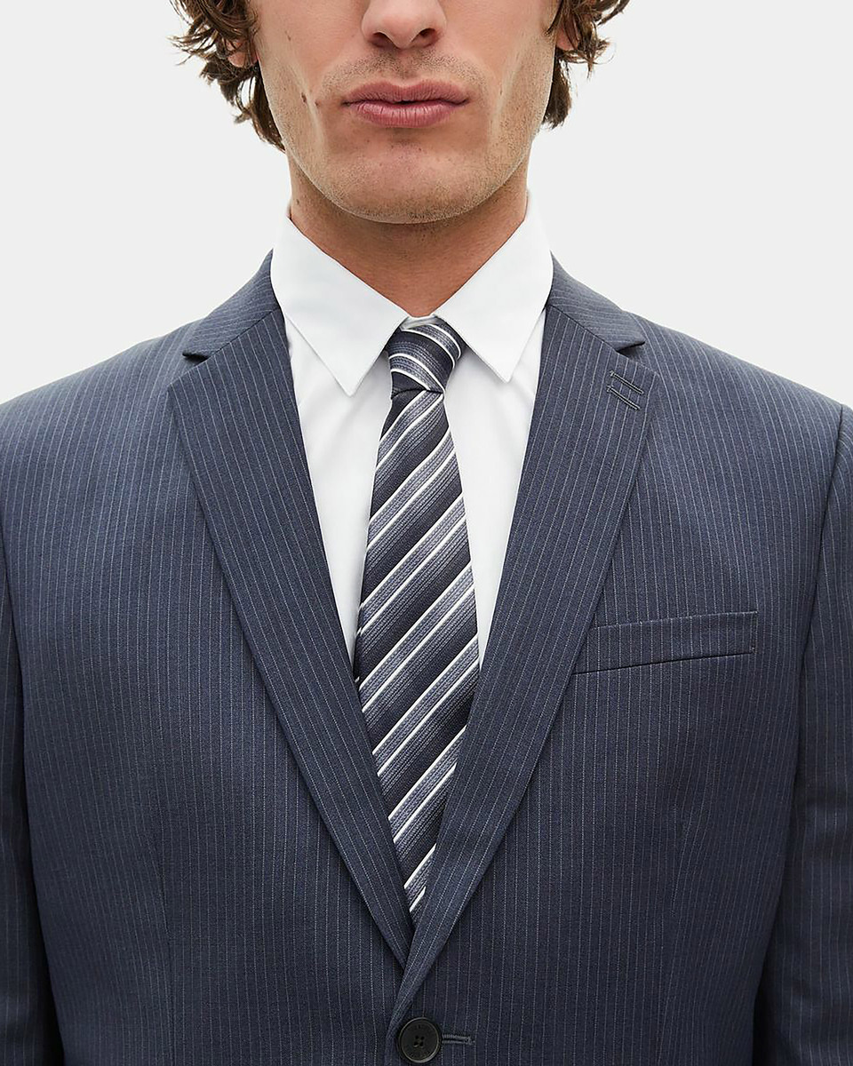 Blue striped wool suit jacket