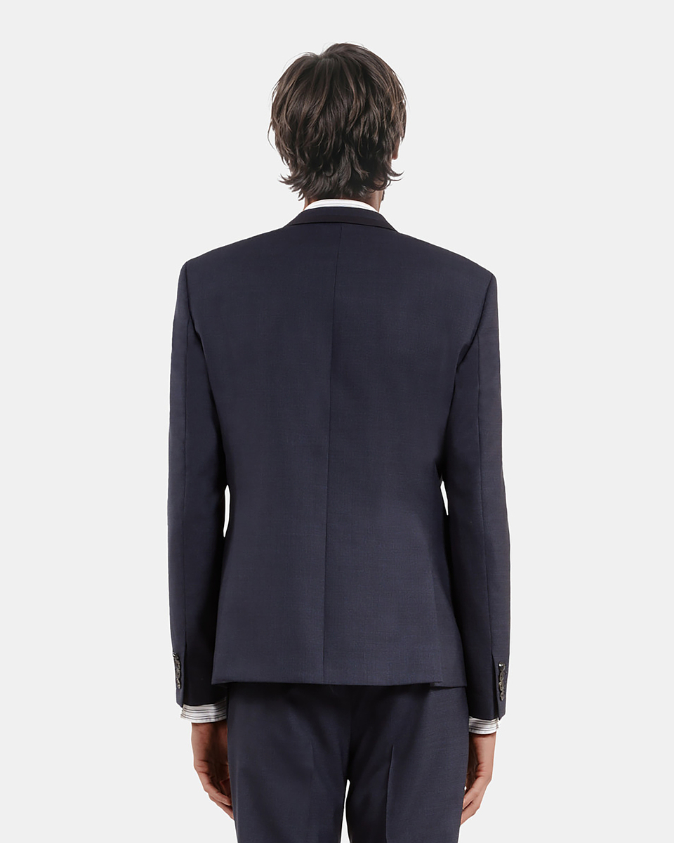 Blue houndstooth wool suit jacket
