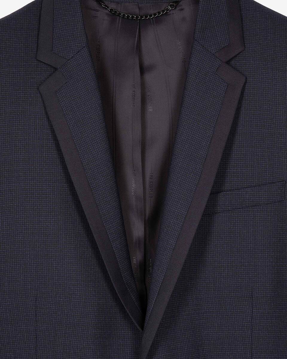 Blue houndstooth wool suit jacket