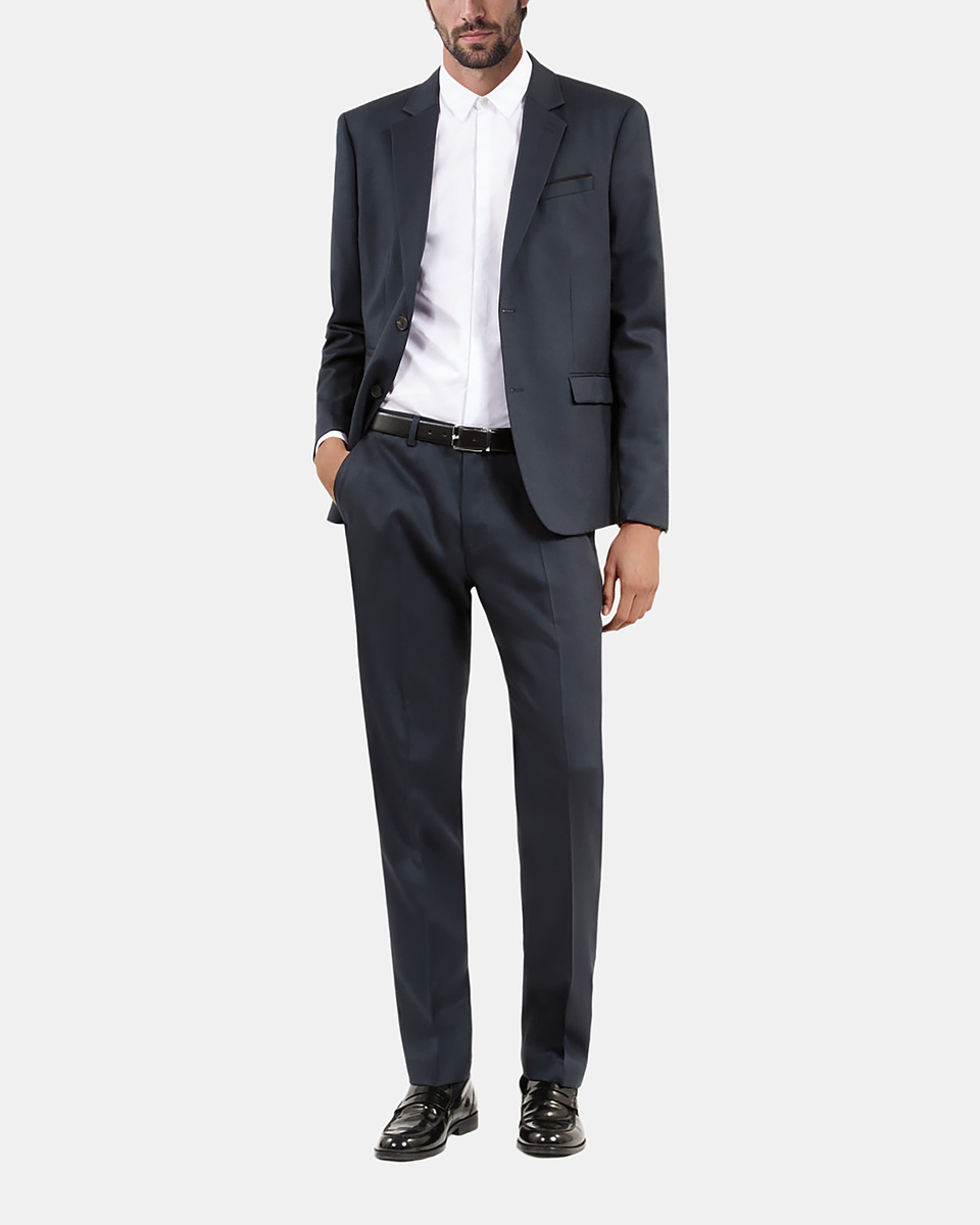 Blue wool suit jacket