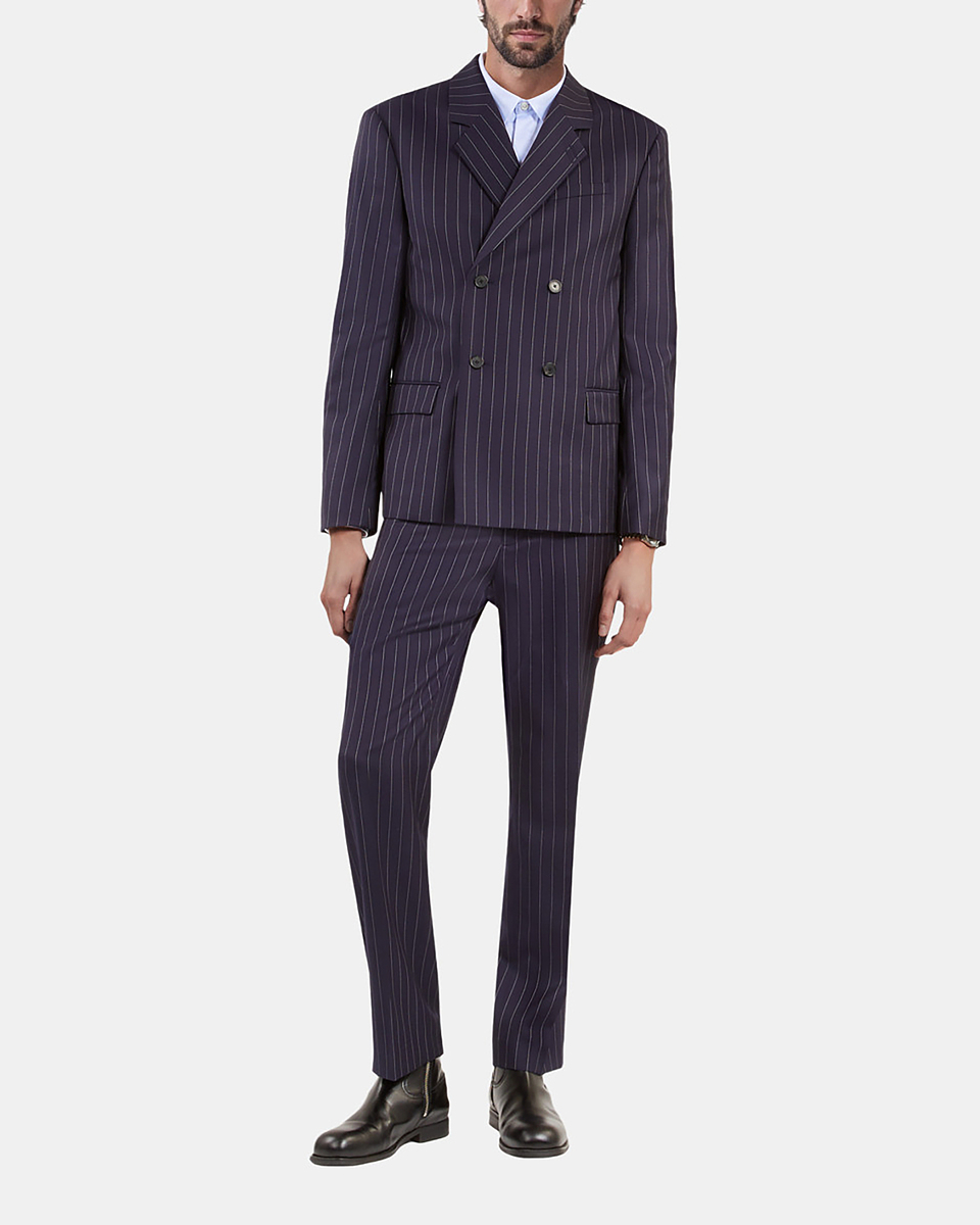 Blue striped wool suit jacket