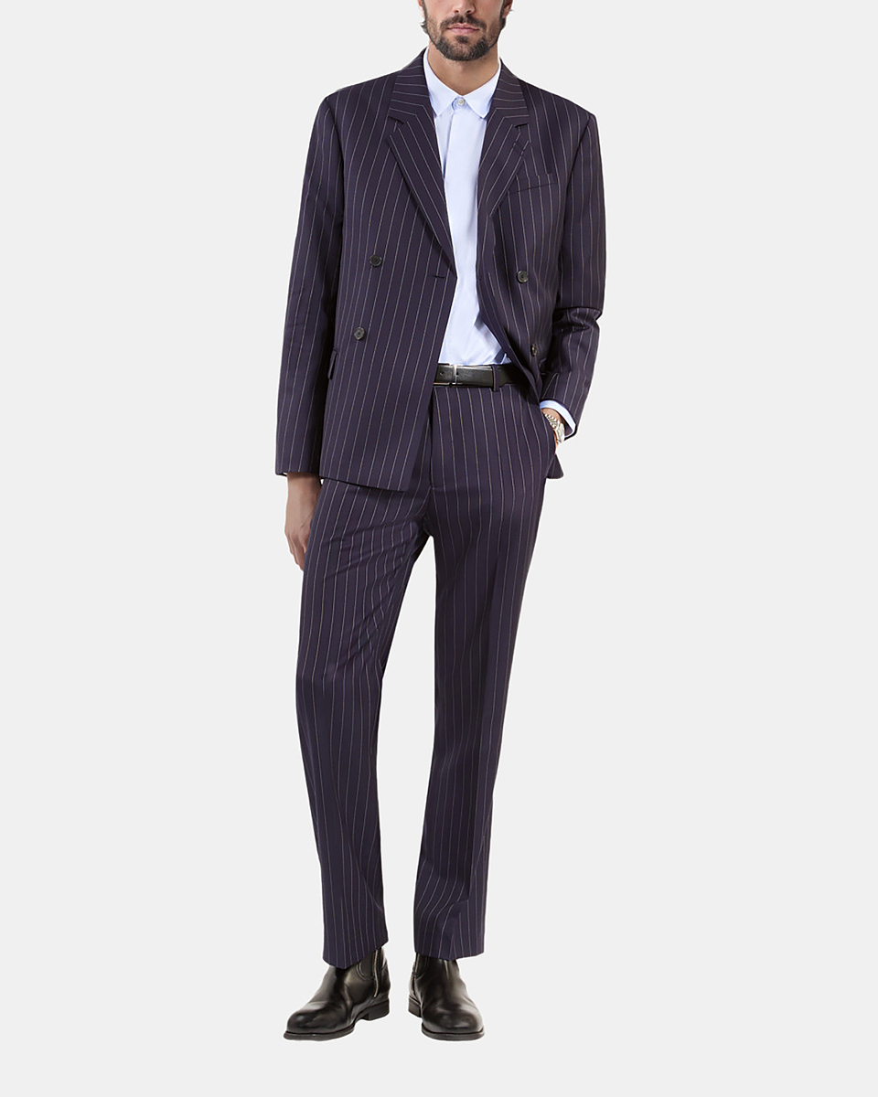 Blue striped wool suit jacket