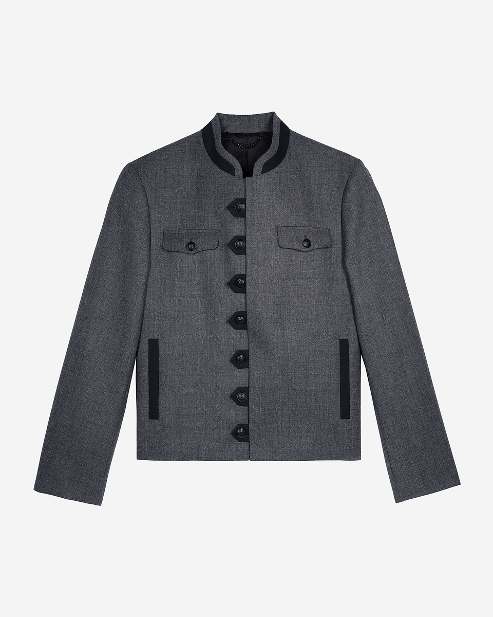 Officer-style jacket in grey wool