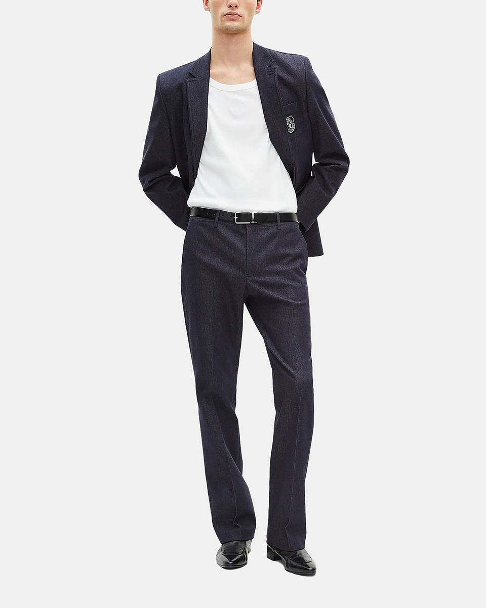 Blue denim-effect suit jacket