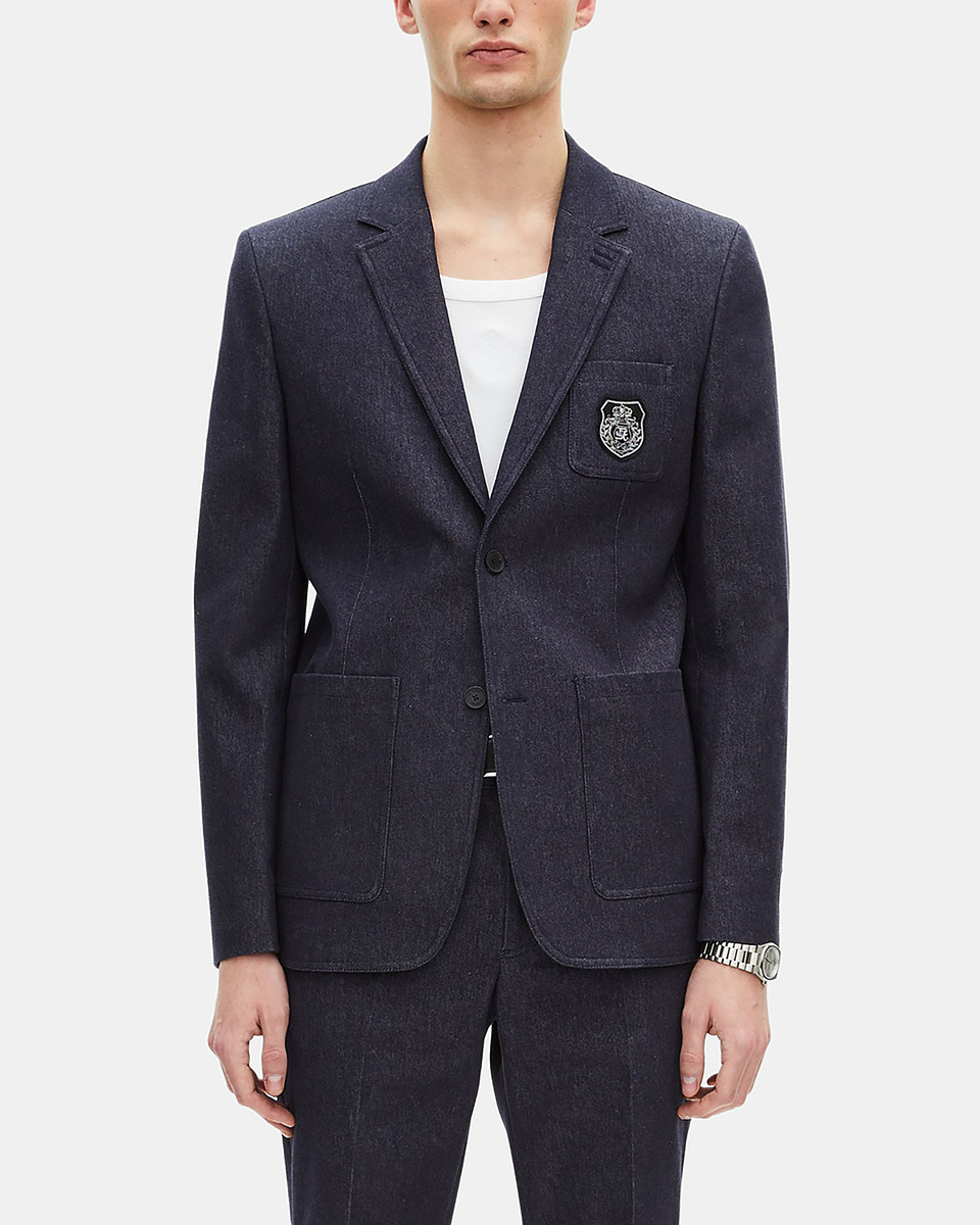 Blue denim-effect suit jacket