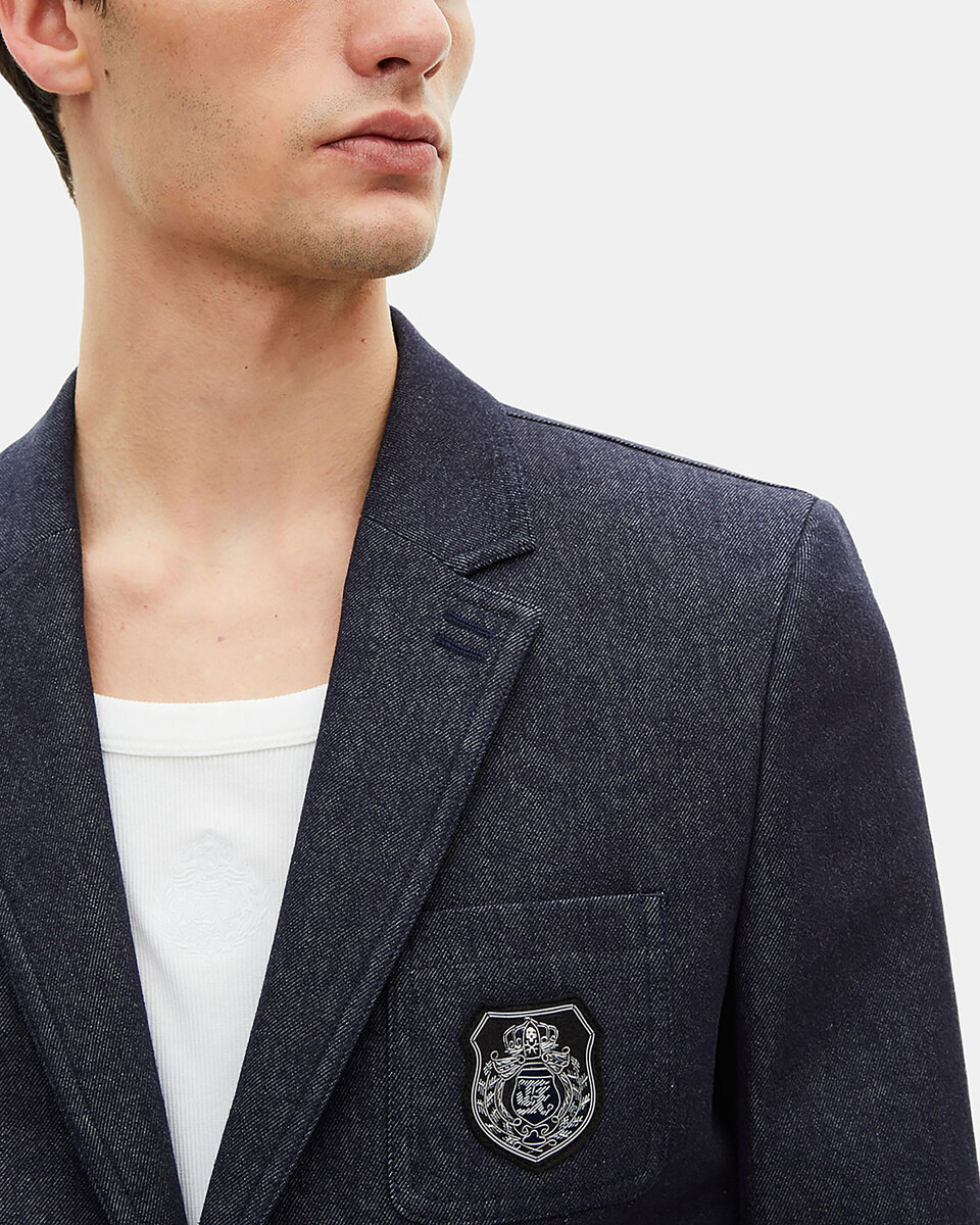 Blue denim-effect suit jacket