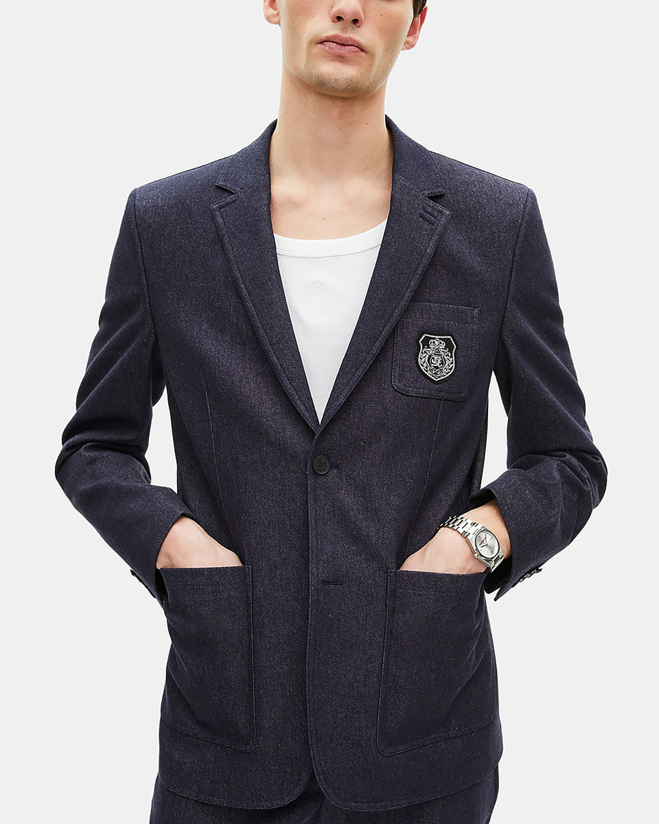 Blue denim-effect suit jacket