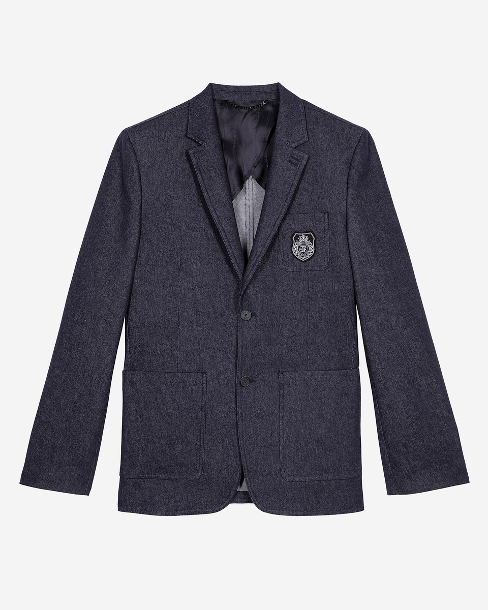 Blue denim-effect suit jacket