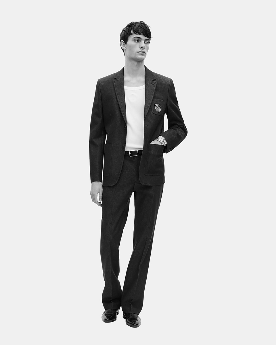 Blue denim-effect suit jacket