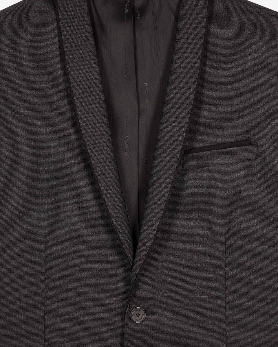 Black micro check wool blend suit jacket