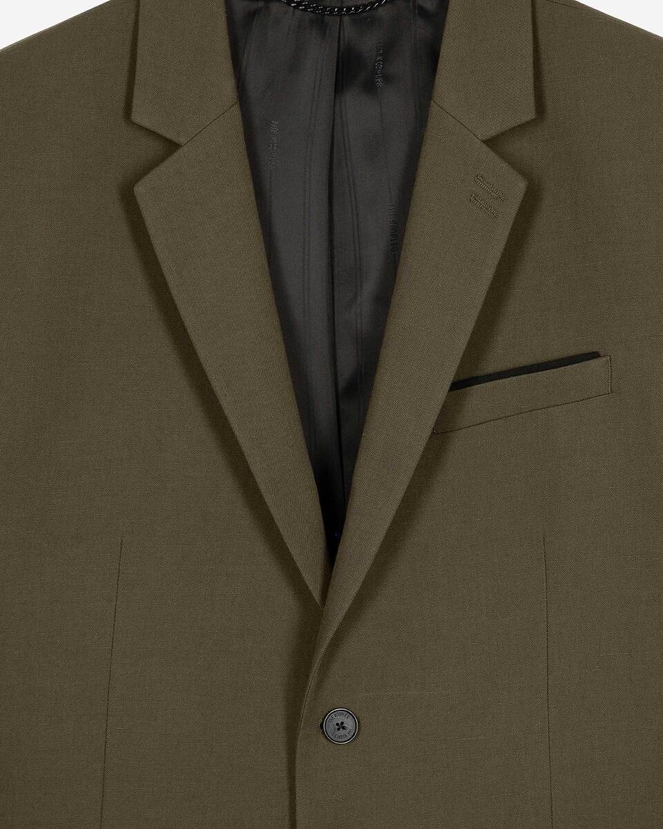 Khaki cotton &amp; linen suit jacket