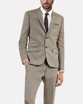 Prince of Wales beige wool suit jacket