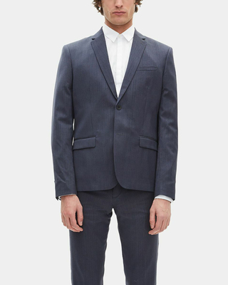 Blue striped wool suit jacket