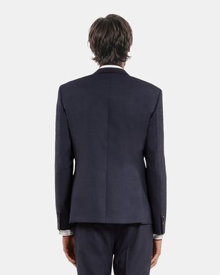 Blue houndstooth wool suit jacket