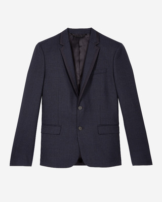 Blue houndstooth wool suit jacket