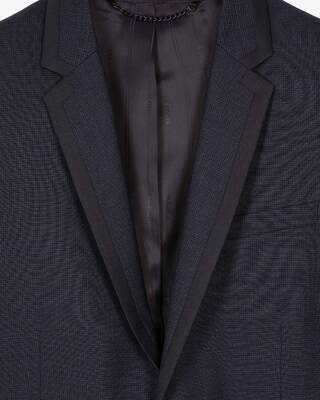 Blue houndstooth wool suit jacket